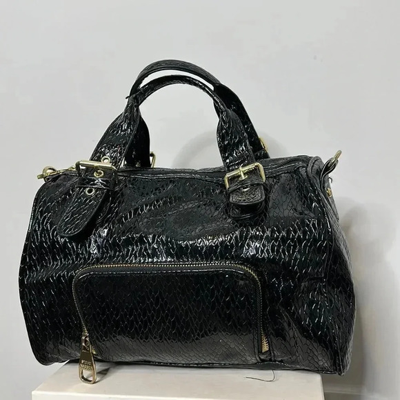 Steve Madden Black Patent Leather Bucket Bag - Picture 1 of 11